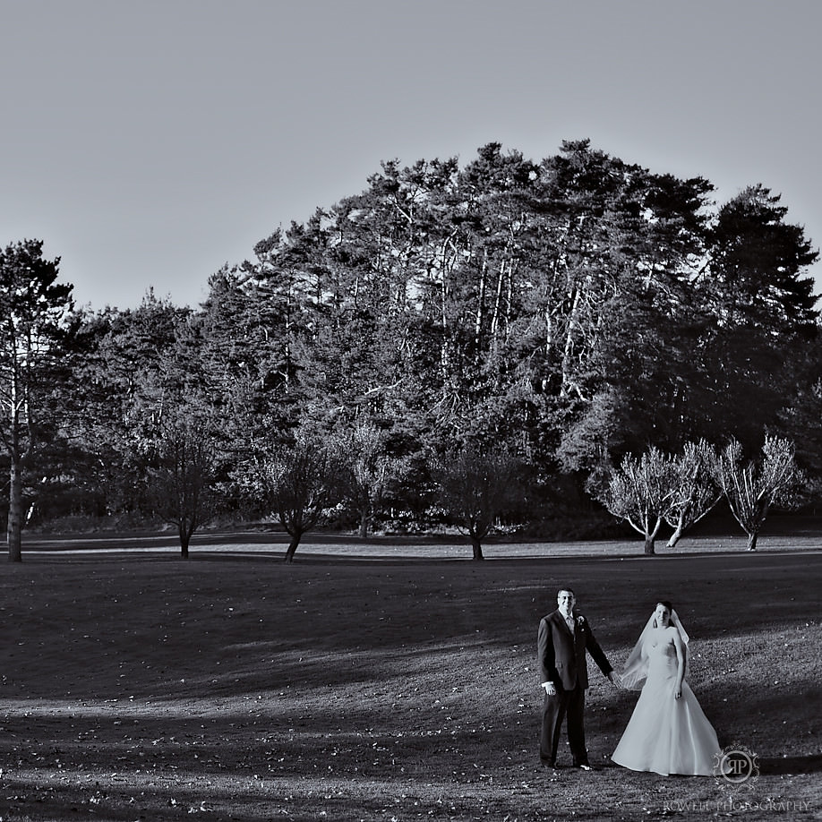 bride and groom black and white portrait dark