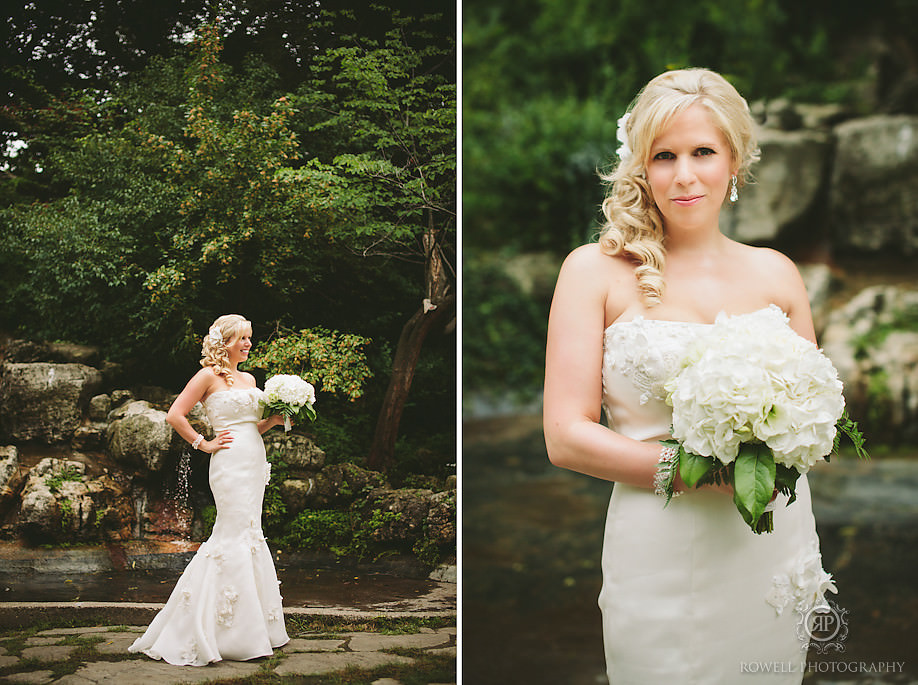 Garden wedding portraits of the bride