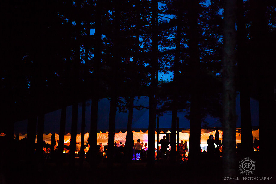 The tent at Sherwood Inn Muskoka at night