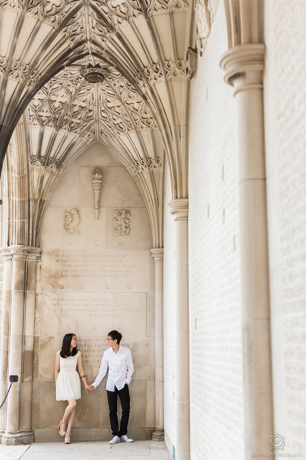 Toronto photographer captures pre-wedding photos at University of Toronto.