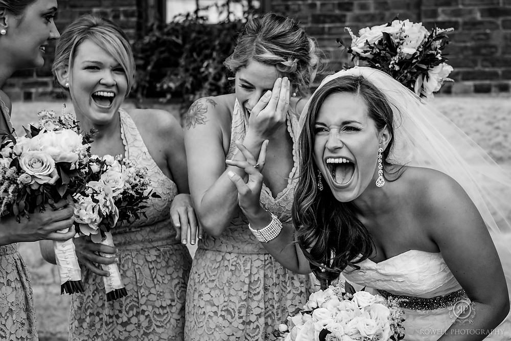 Toronto photographer captures funny moment during distillery district wedding.