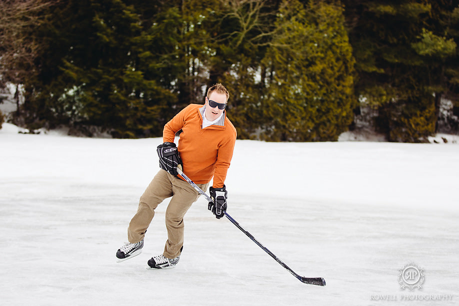 Hockey themed family portraits Muskoka