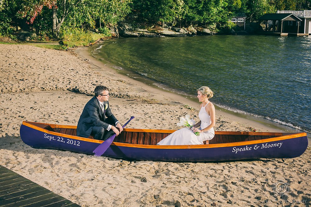 Couples in a canoe at Windermere House in Muskoka