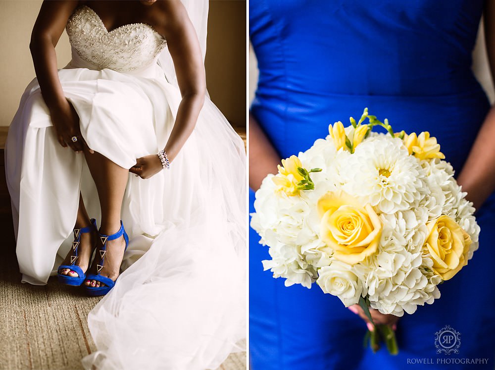 blue whit and yellow wedding