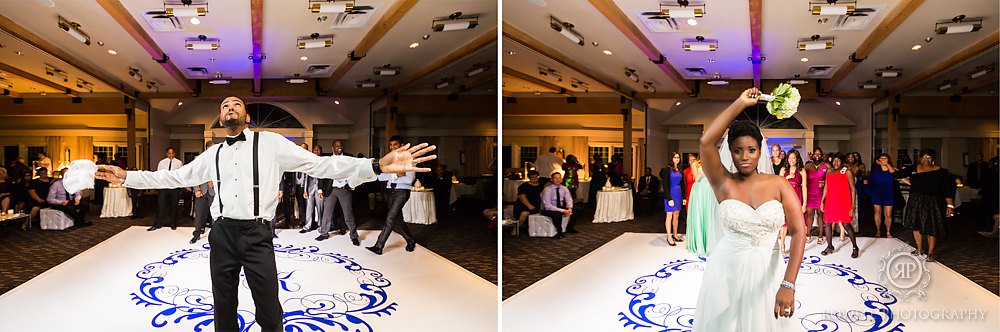 bouquet & garder toss at Taboo resort wedding