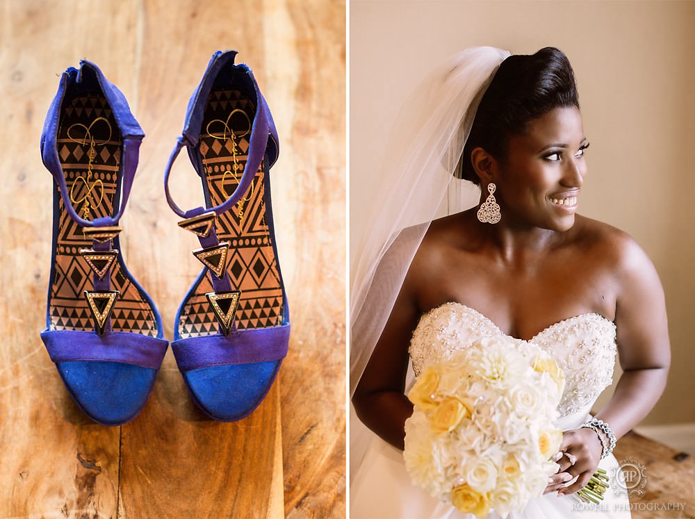 bride blue suede shoes for muskoka wedding