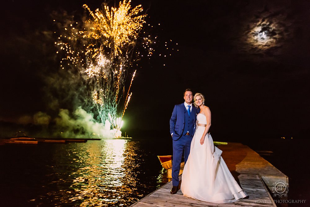 fireworks at muskoka wedding