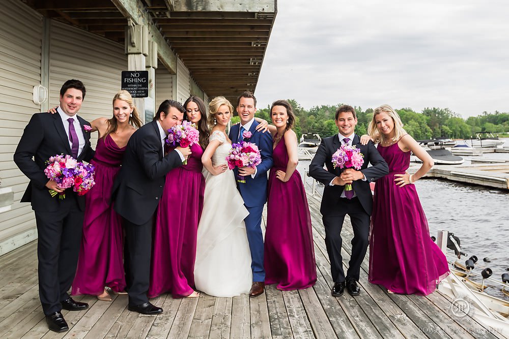 fun bridal party group shots in muskoka