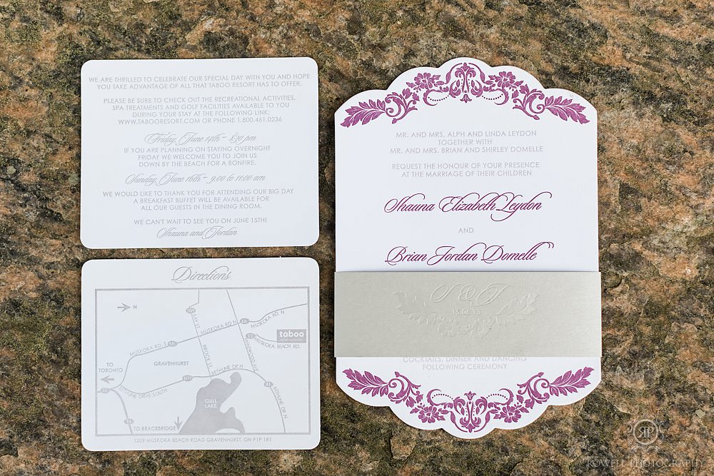 purple and white wedding invites