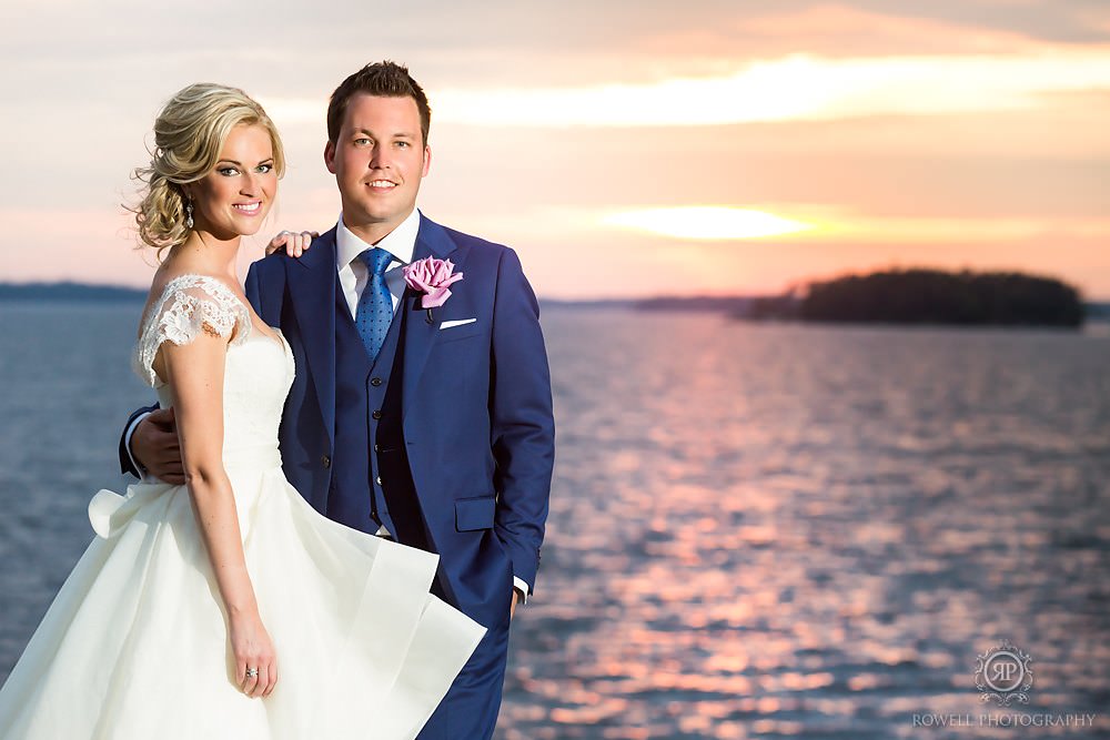 sunset wedding photos in muskoka