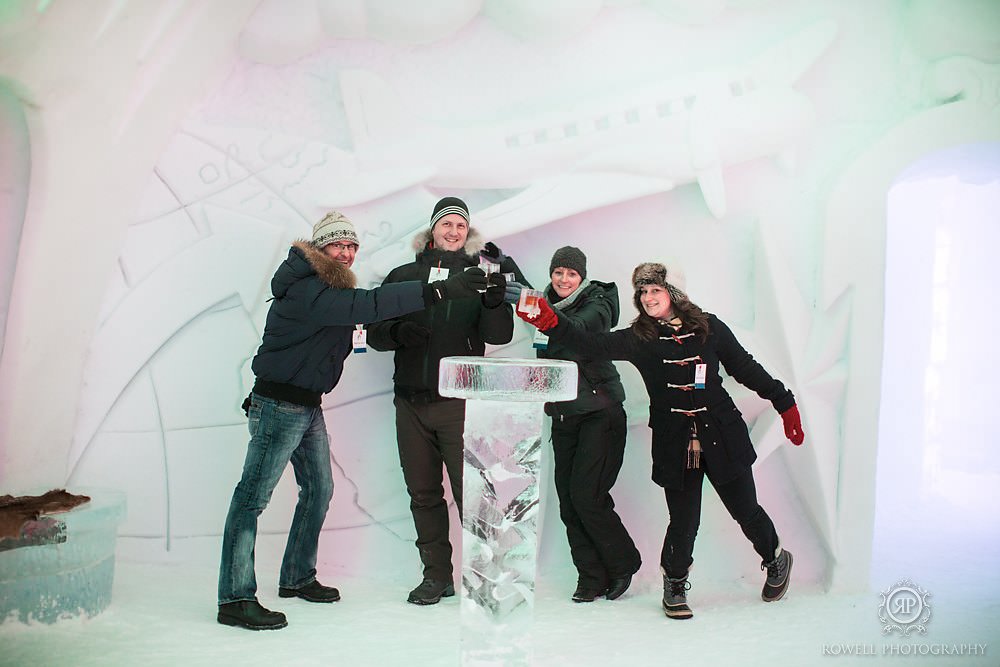 Group photos at Hotel de Glace in Quebec City