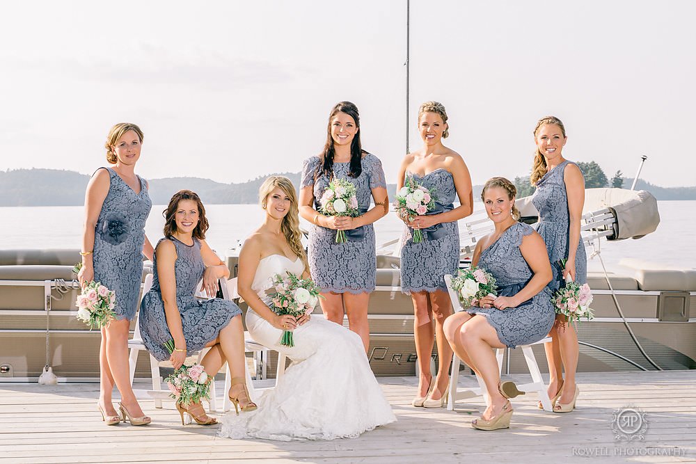 muskoka dock photos of bridemaids