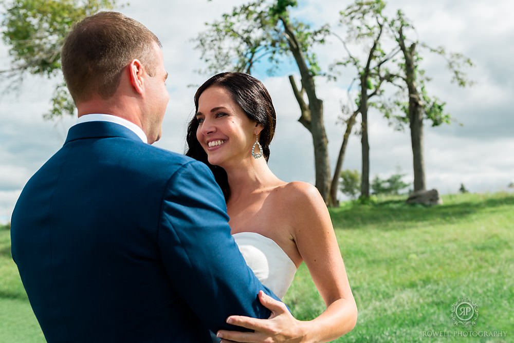 bride and groom first look barrie wedding