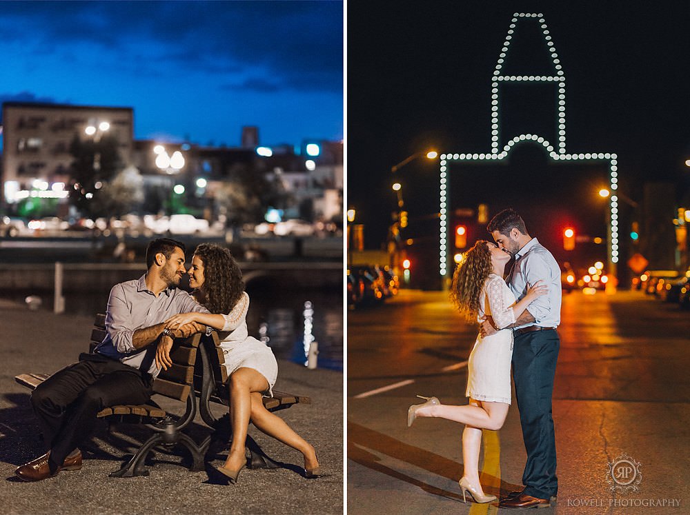 romantic engagement session in barrie ontaro at night_