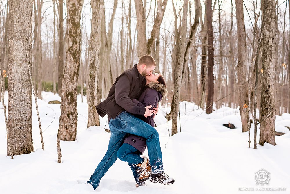 funny engagement session in winter