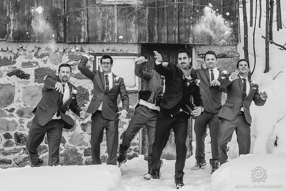 groomemen throwing snow photos