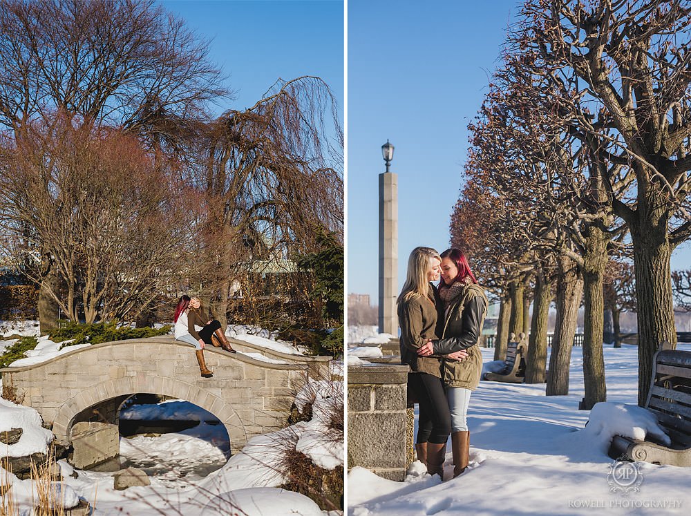 niagara falls winter lesbian engagement session