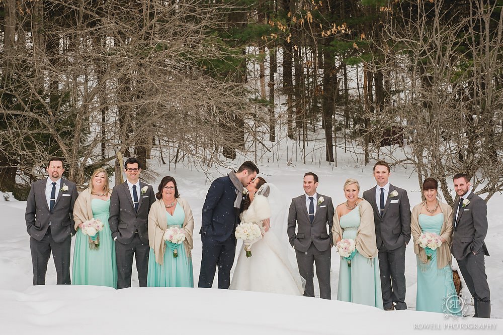 wedding party winter portraits