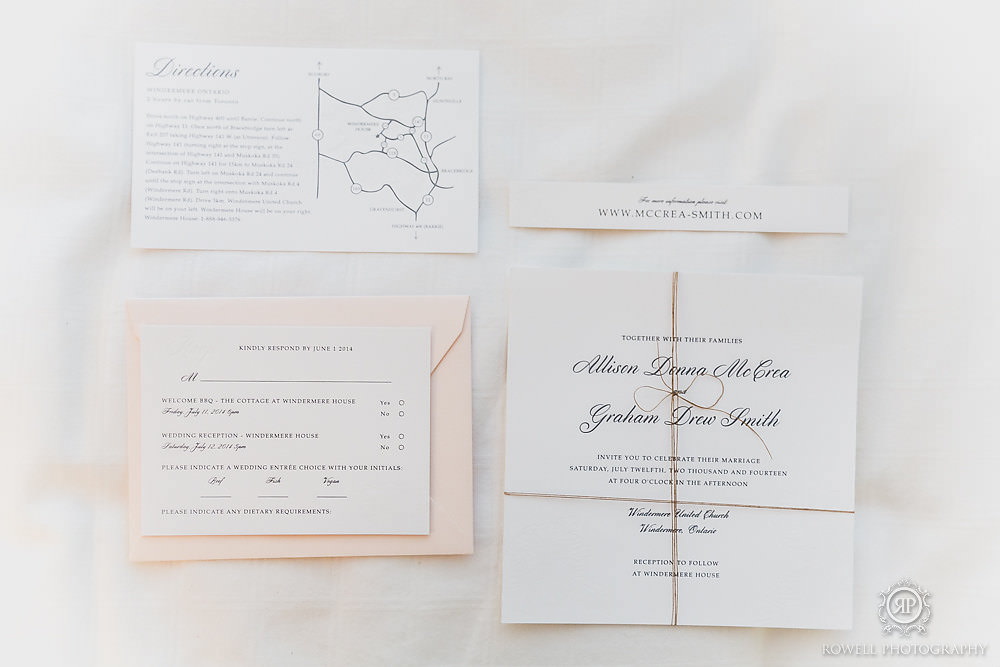 muskoks wedding stationary