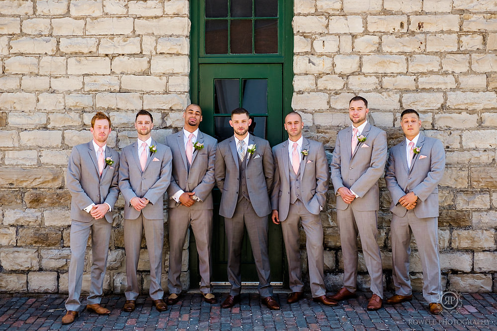 groomsmen portraits at distillery in toronto