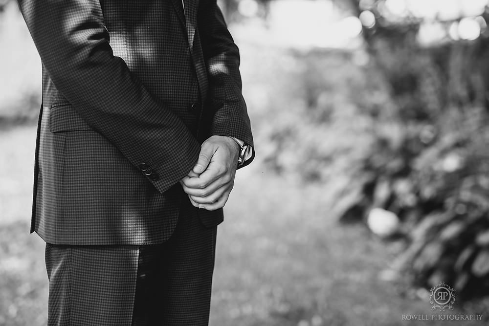 Muskoka Wedding groom waiting first look