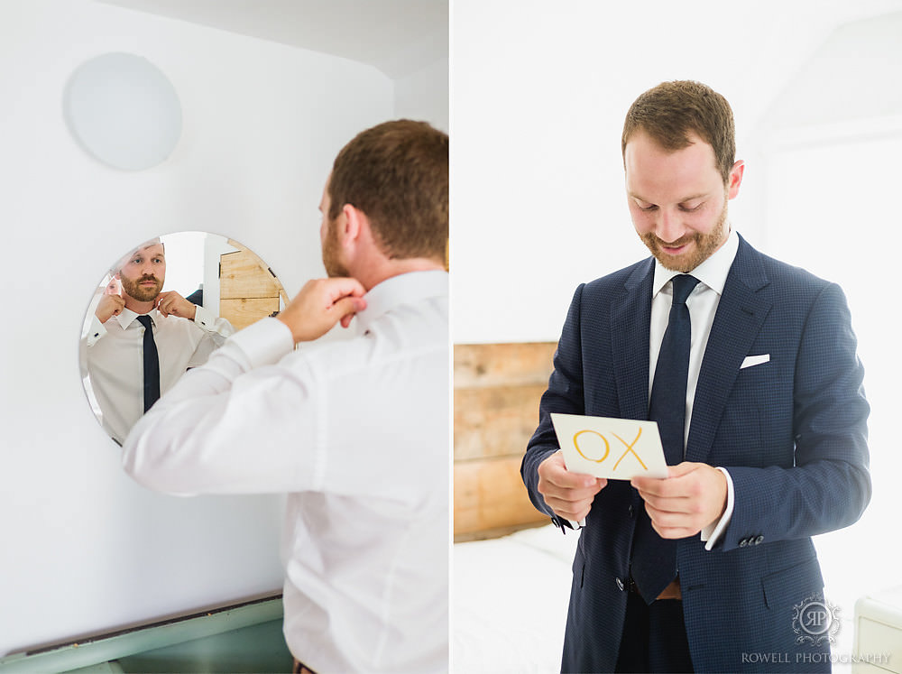 Muskoka wedding groom prep