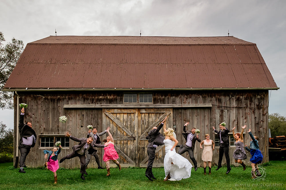 awesome bridal party barn wedding group photo