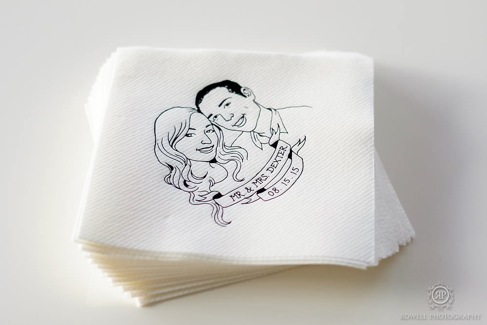 a romantic backyard wedding custom made napkins